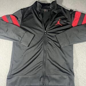 Jordan Black and Red Varsity Jacket Youth Large With Zip-Up Front NBA Michael J